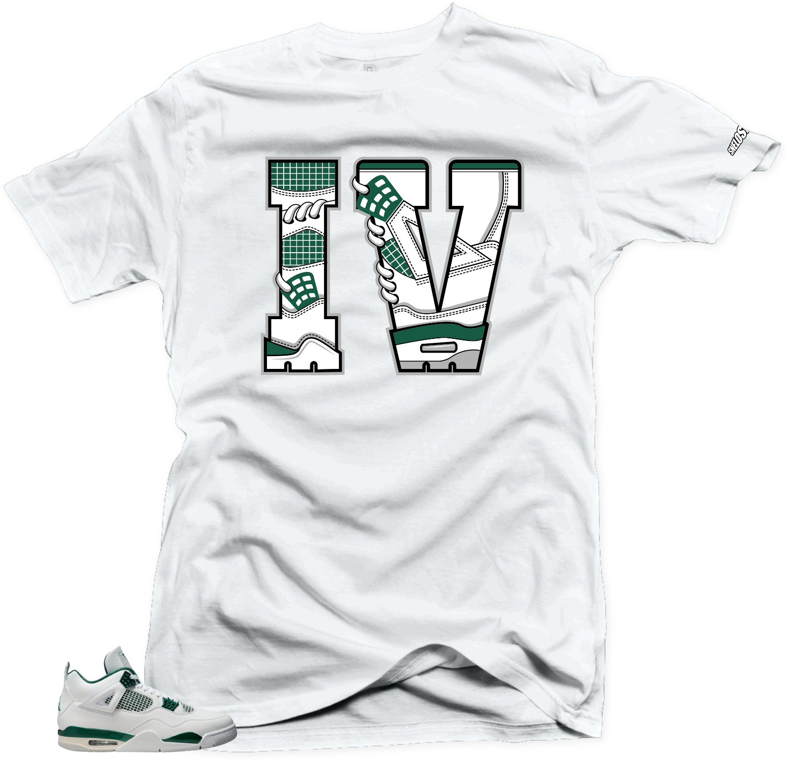 Shirt To Match Jordan Retro 4 Oxidized. The IV (Green) White Match Tees