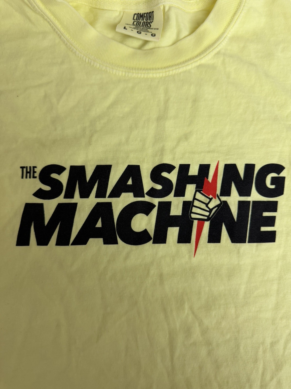 The Smashing Machine T Shirt A24 IMAX NEW PROMO Size L Large Yellow Neon RARE