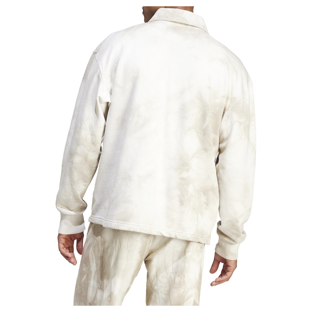 adidas All Season TieDye Long Sleeve Polo Shirt Mens Off White Casual Tops IY658
