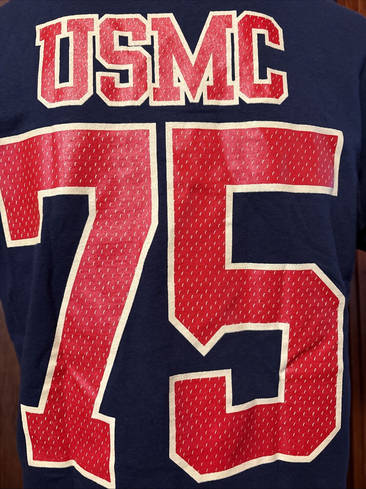 Battlefield Collection Semper Fidelis Marines Navy Blue & Red Shirt Size Medium