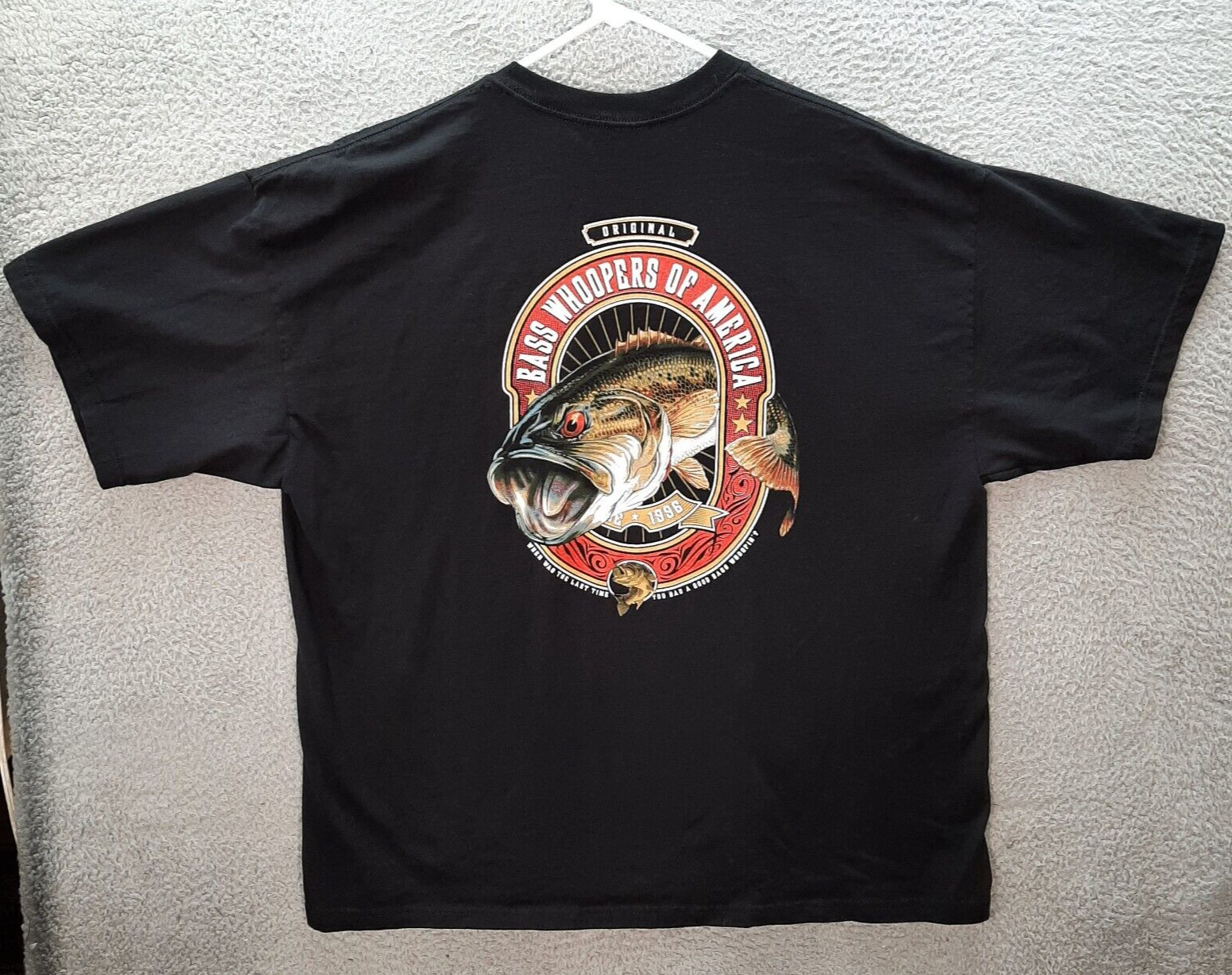 Gildan Shirt Adult 2XL XXL Black Large Mouth Bass Fishing Outdoors Sportsman
