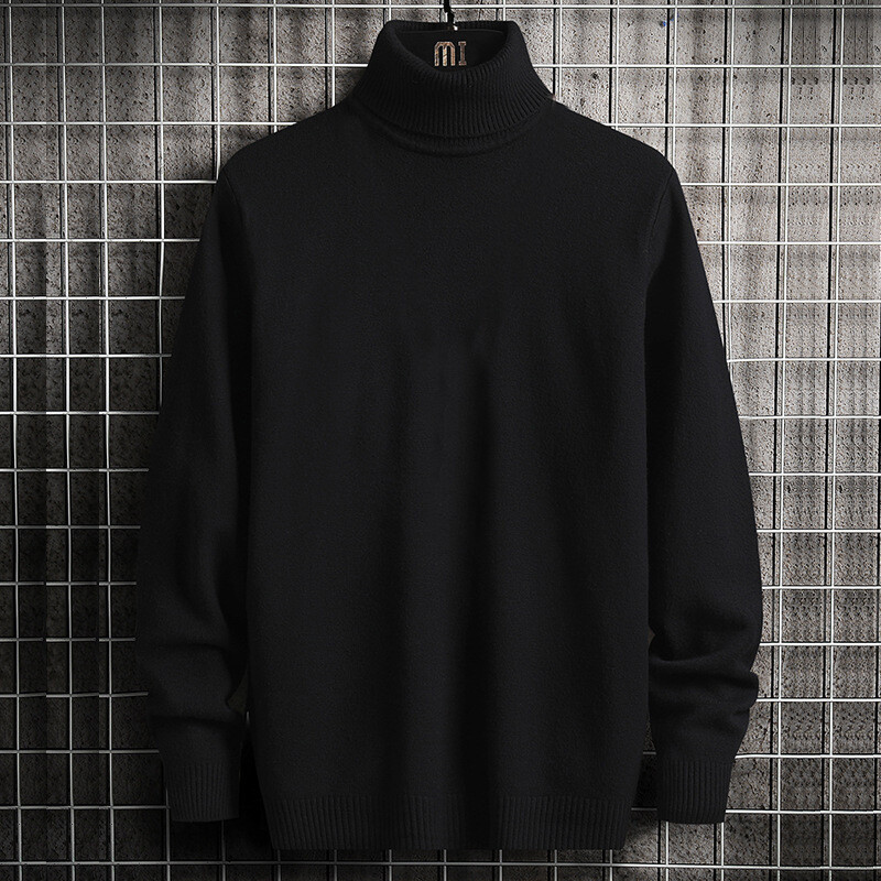 Men’s High Collar Knitted Turtleneck Solid Color Warm Sweater Warm Pullover New