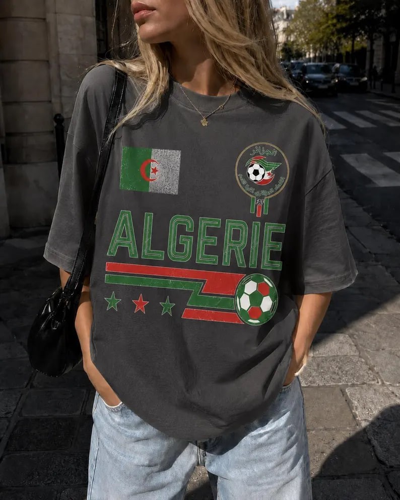 Algeria Football Shirt, Algeria Soccer Fan Tee, Vintage Algerie Graphic T-Shirt