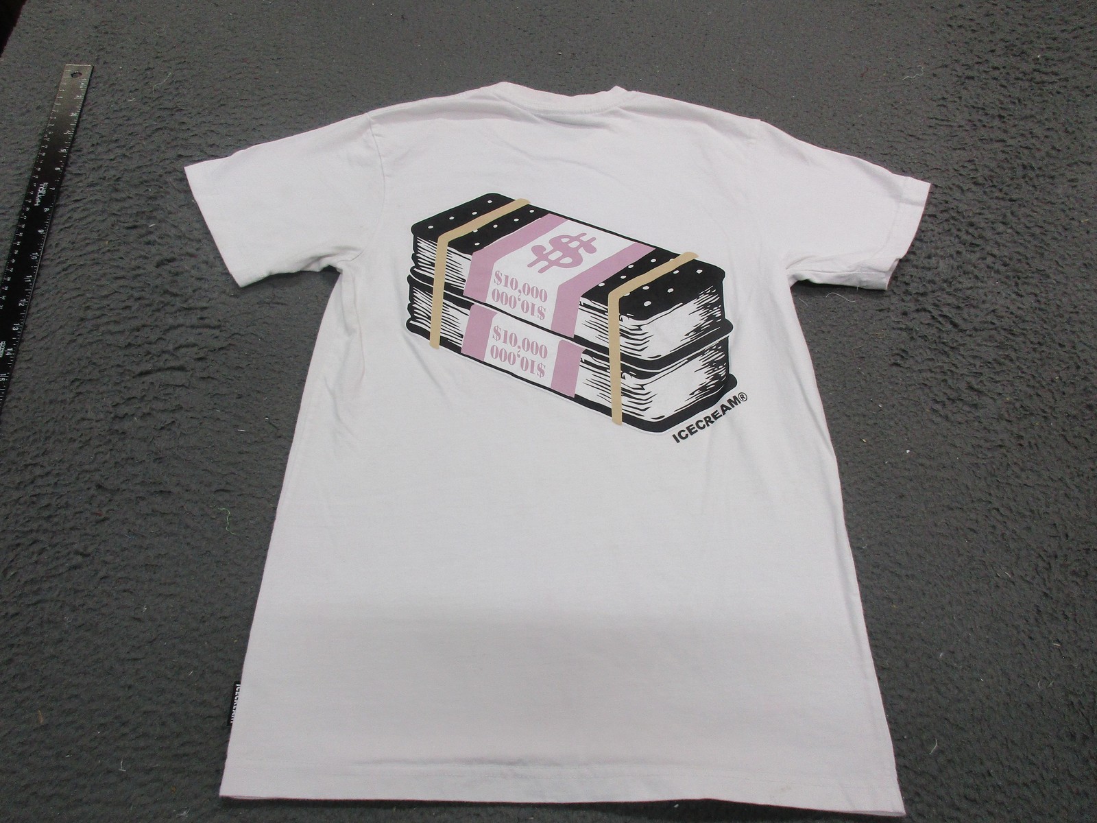 Icecream Shirt Mens Small White Money Stack Graphic Tee Streetwear Logo Back