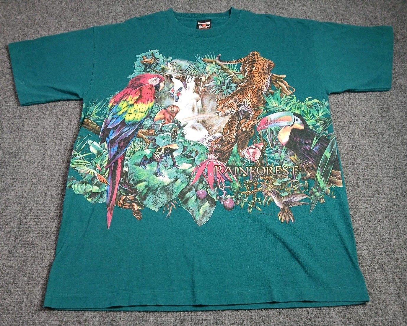 Rain Forest Cafe All Over Print Nature T Shirt Mens Size XXL Single Stitch 90s