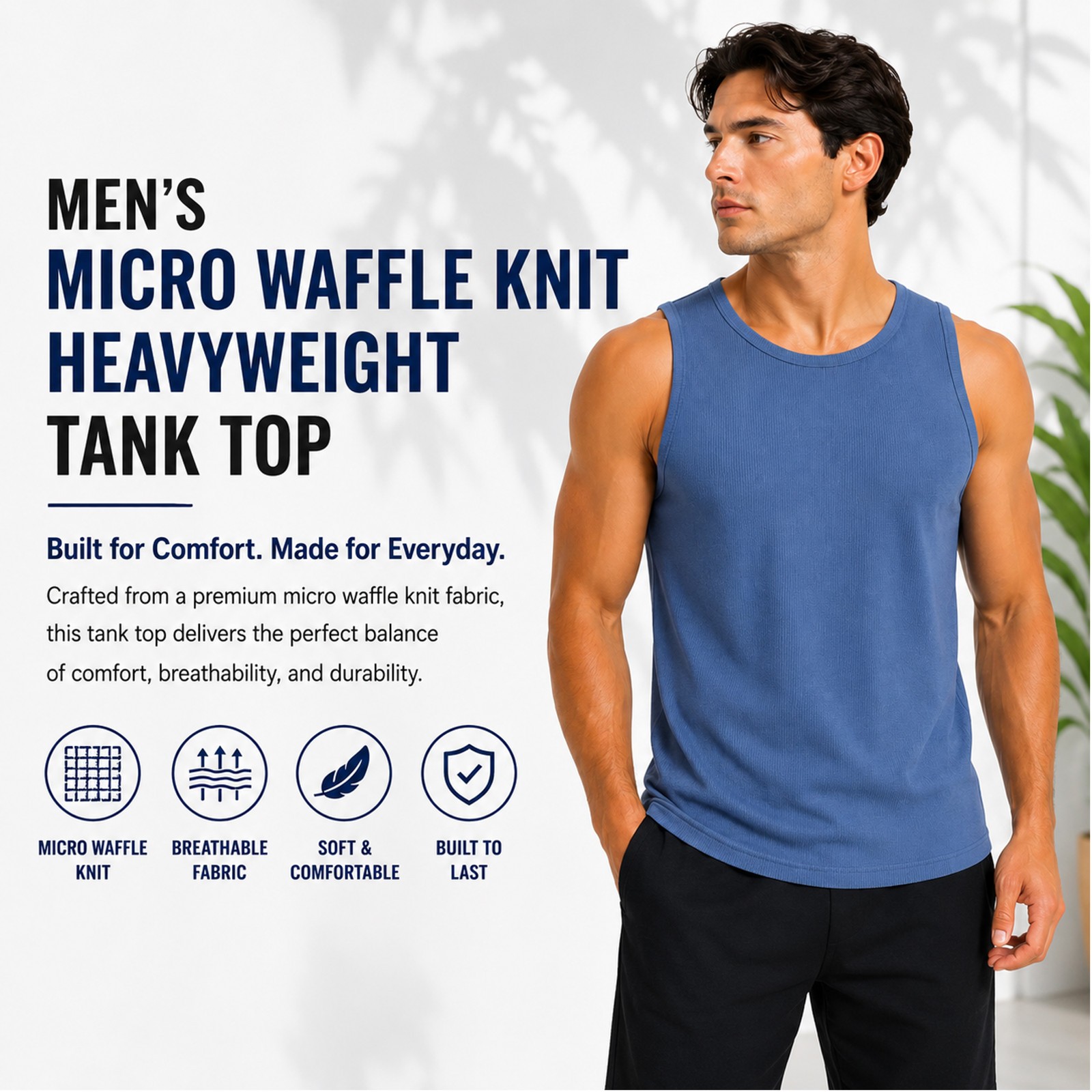 Men’s 3-Pack Micro Waffle Knit Heavyweight Sleeveless Tank Top (Sizes S-3XL) New