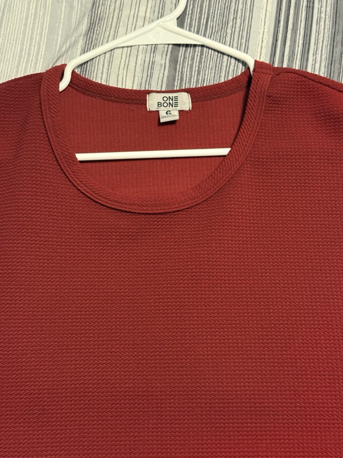 One Bone Bullet Men’s 7XL Red Short Sleeve Shirt, Wrinkle-Free, Waffle Tee
