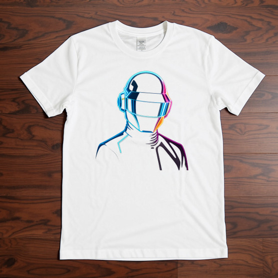 Futuristic Neon Helmet T-Shirt Retro Sci-Fi Robot Graphic Tee Cyberpunk Unisex