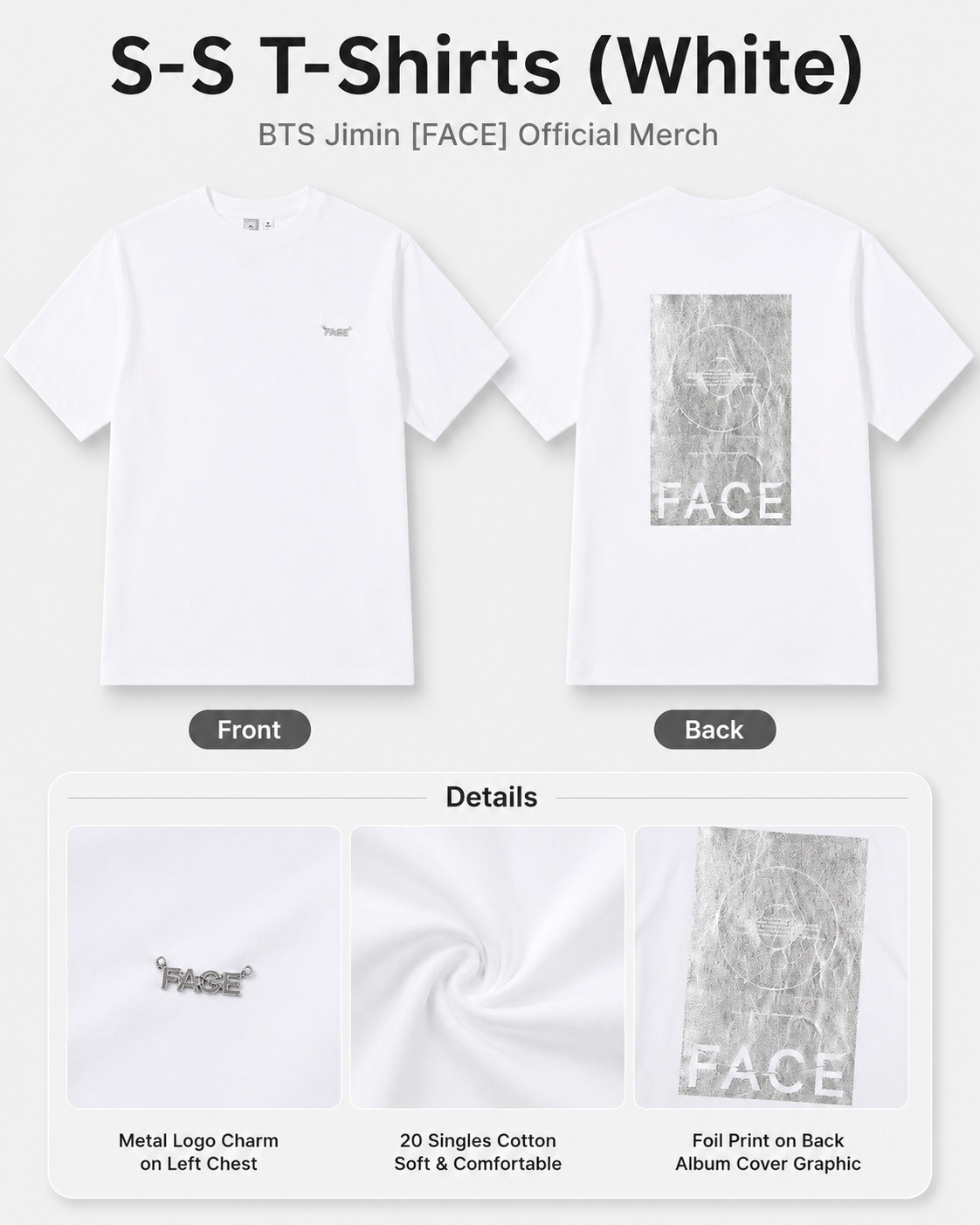JIMIN FACE Goods – S/S T-Shirt (White)
