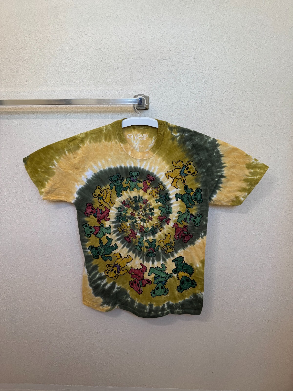 liquid blue grateful dead alien spiral bears shirt,glow in dark shirt