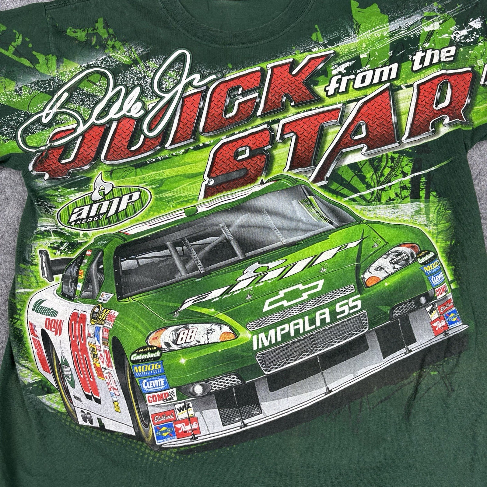 Dale Earnhardt Jr NASCAR Shirt Mens Large Chase Authentics AMP Energy Green Y2K