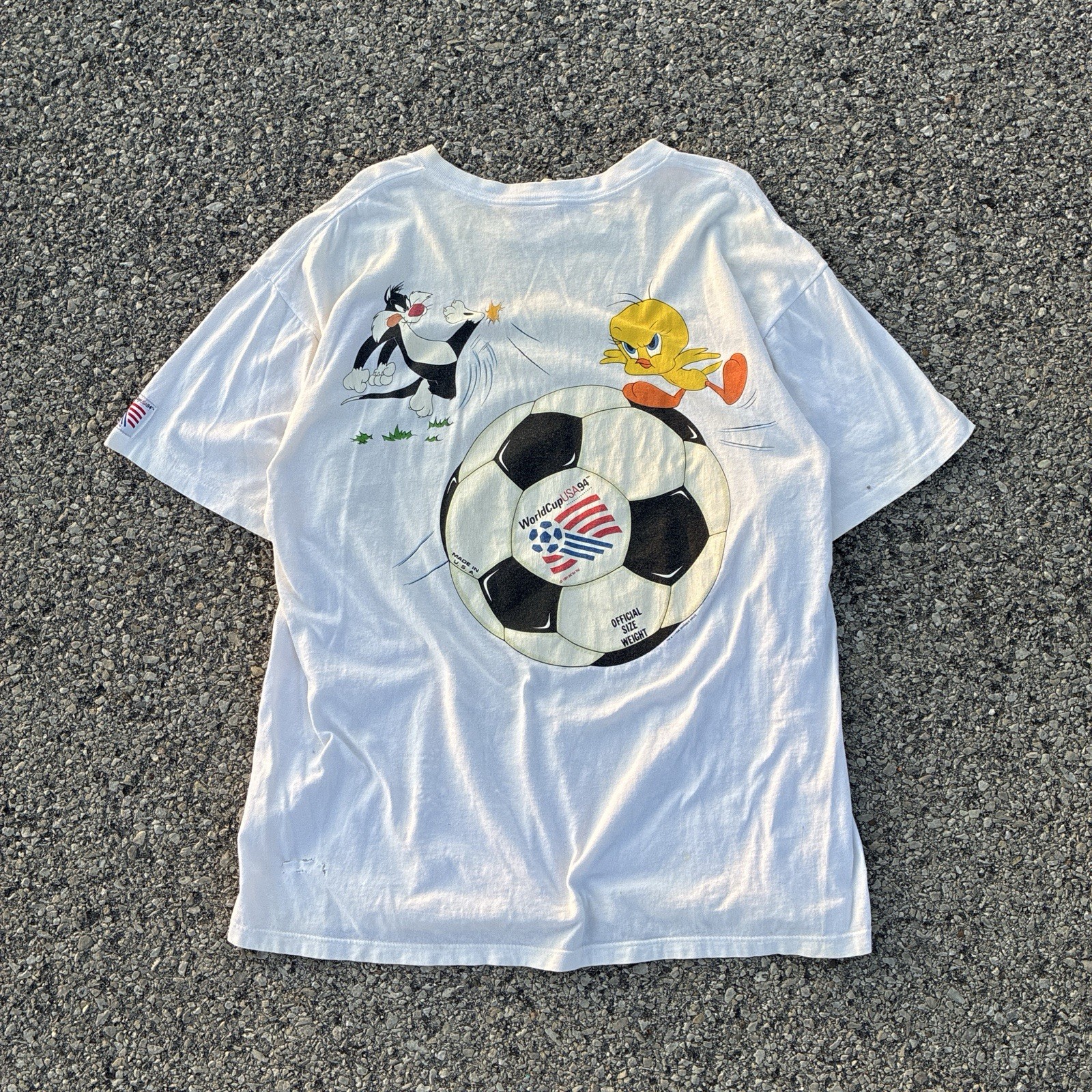 Deadstock Vintage 1994 World Cup USA Football, Looney Tunes Giant T Shirt