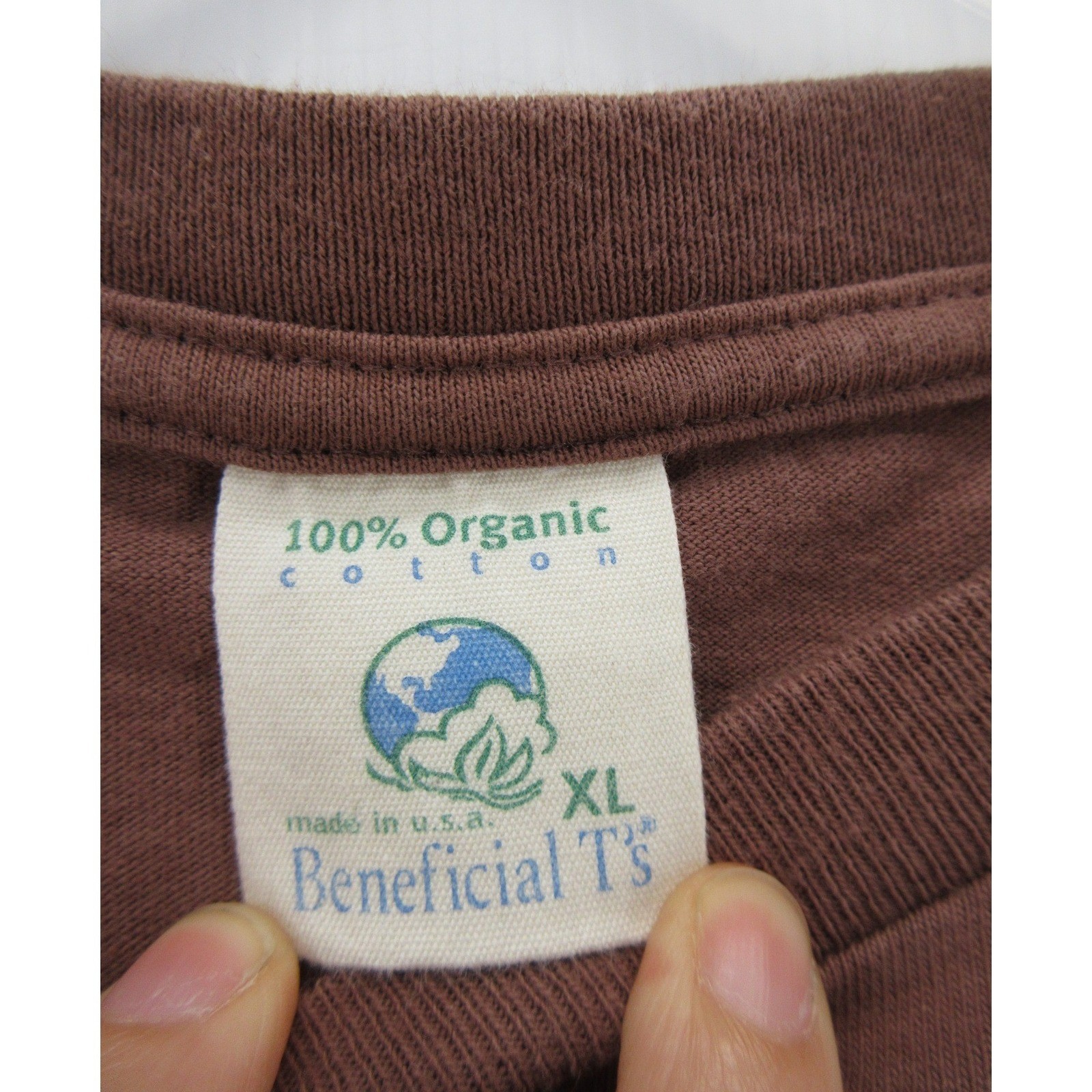 VINTAGE Patagonia Shirt Men XL Brown Beneficial T Graphic Organic Cotton Y2K