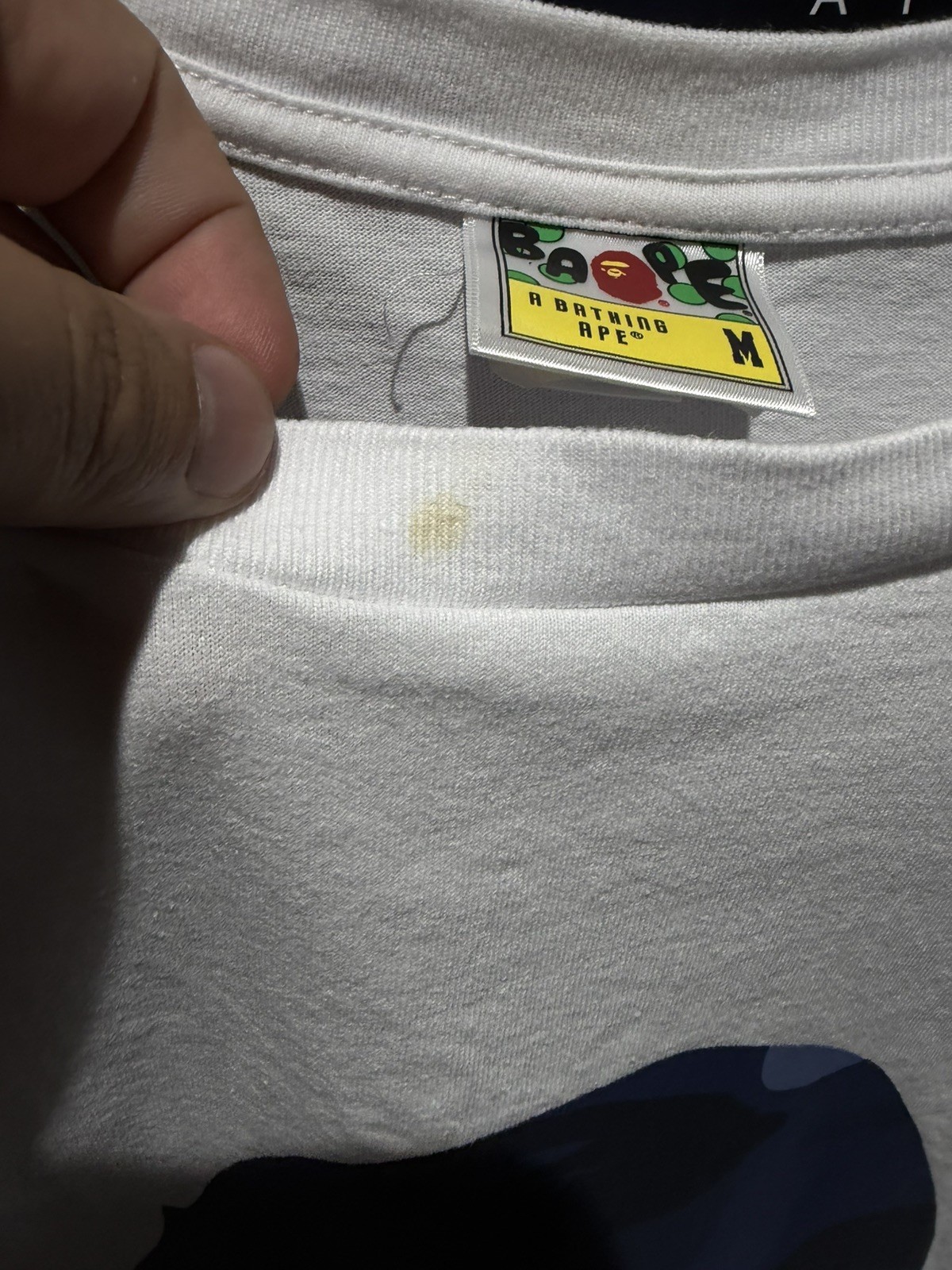 Bape Color Camo Big Ape Head Tee White/Navy Size M 100% authentic Some Flaws