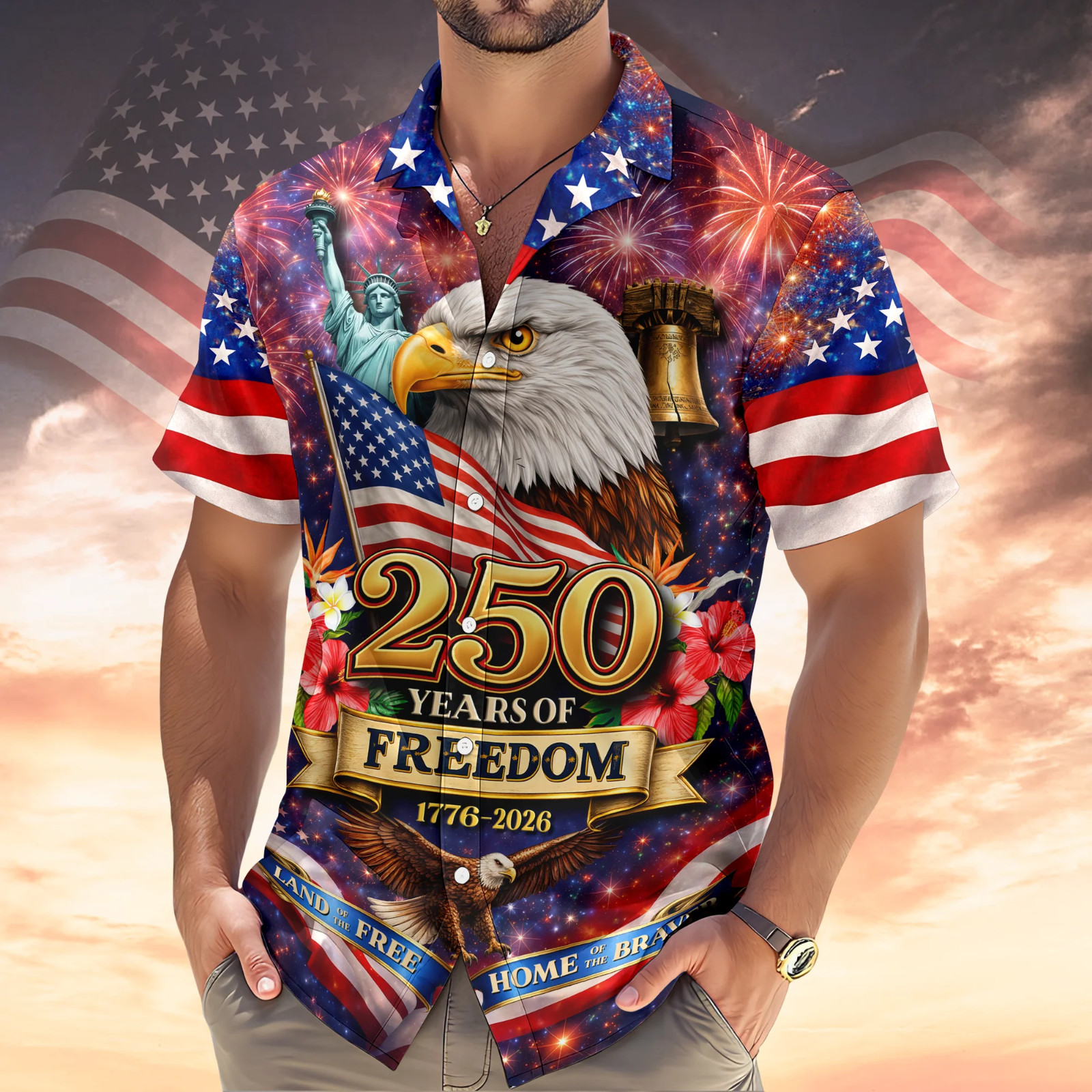 America 250th Anniversary Hawaiian Shirt, 250 Years Of Freedom Button Shirt