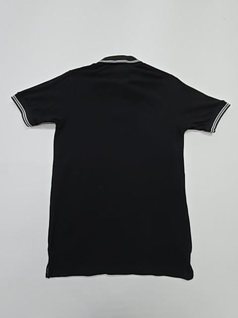 FRED PERRY Men’s Black Polo Shirt Size L Button Front Striped Collar
