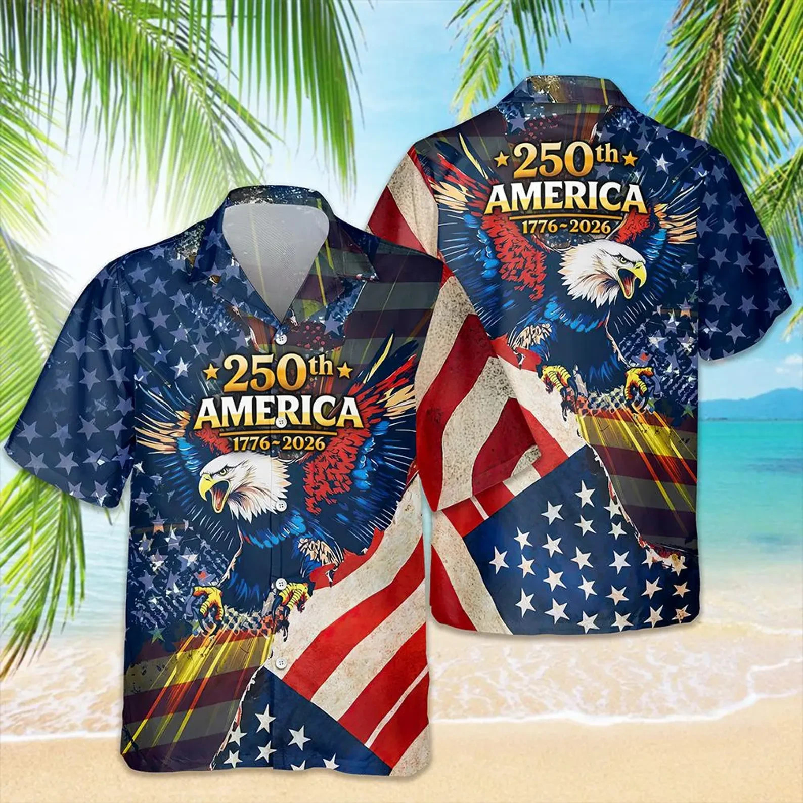 250th Anniversary USA – 3D Print Hawaiian Shirt – Adults & Youth