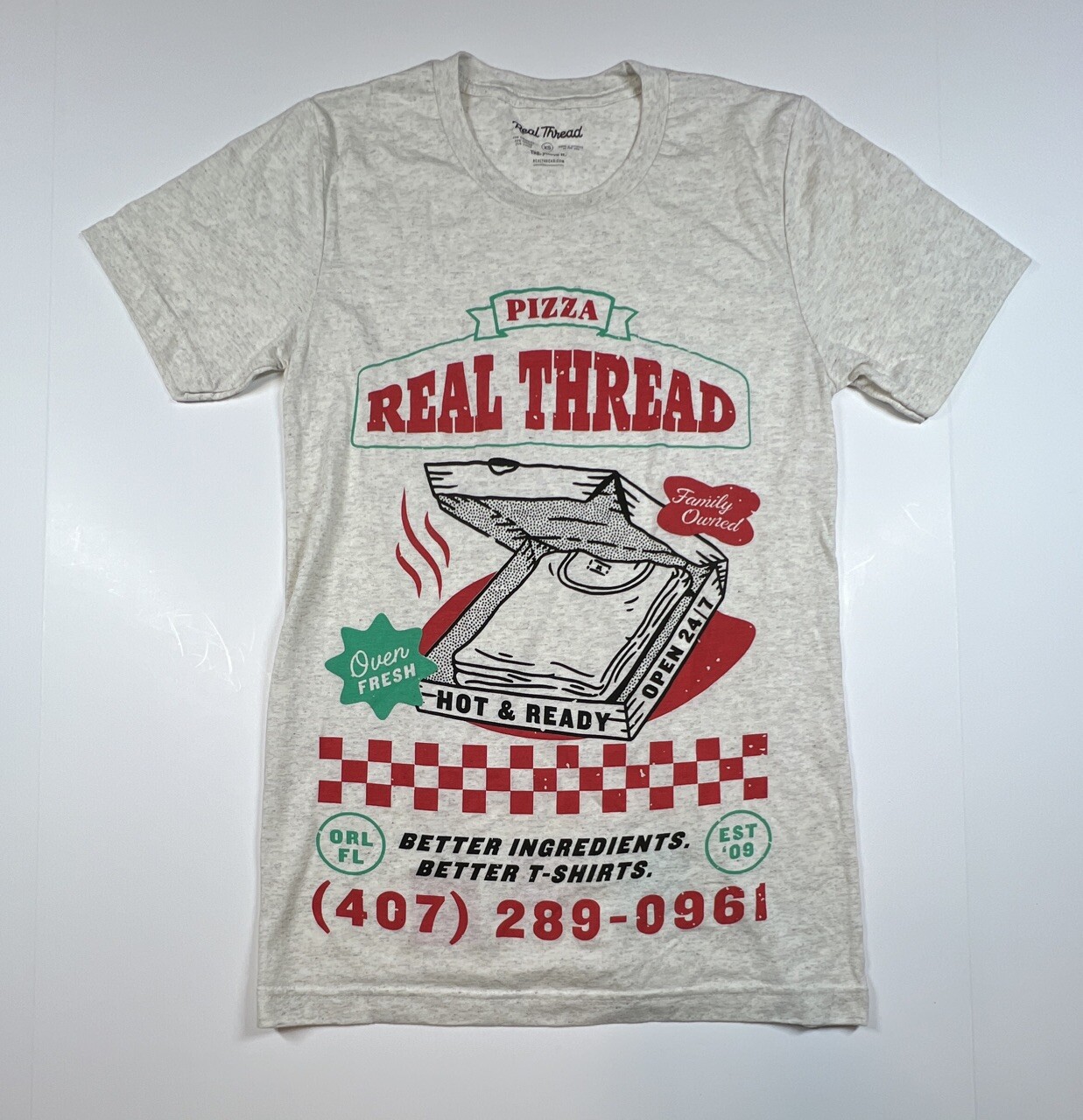 Real Thread Pizza Orlando Florida Adult Size XS Soft Poly Cotton Rayon Blend