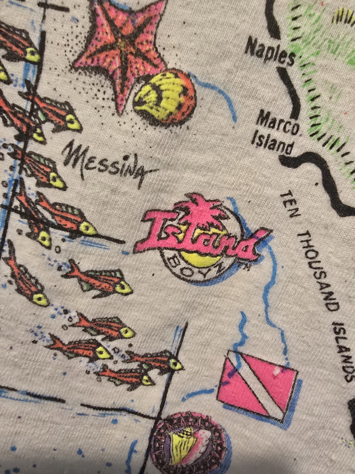 Vintage Florida AOP Shirt Single Stitch Large LocoMoFo Colorful Fun Map USA 90s
