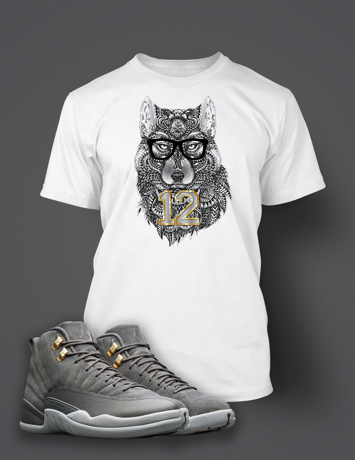 Grey Wolf Tee Shirt To Match J12 Cool Grey Big Tall Small Graphic Sport Tshirt