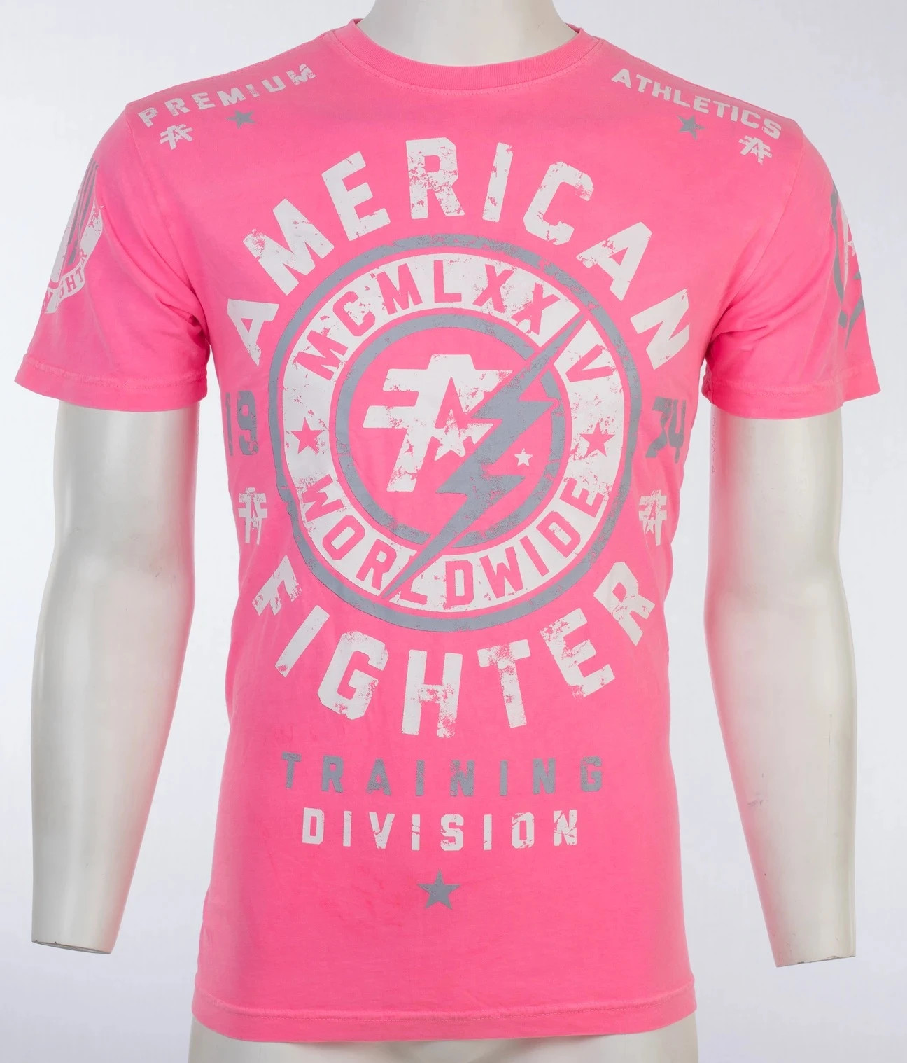 AMERICAN FIGHTER Men’s T-Shirt MADISON Athletic Biker GYM Pink MMA