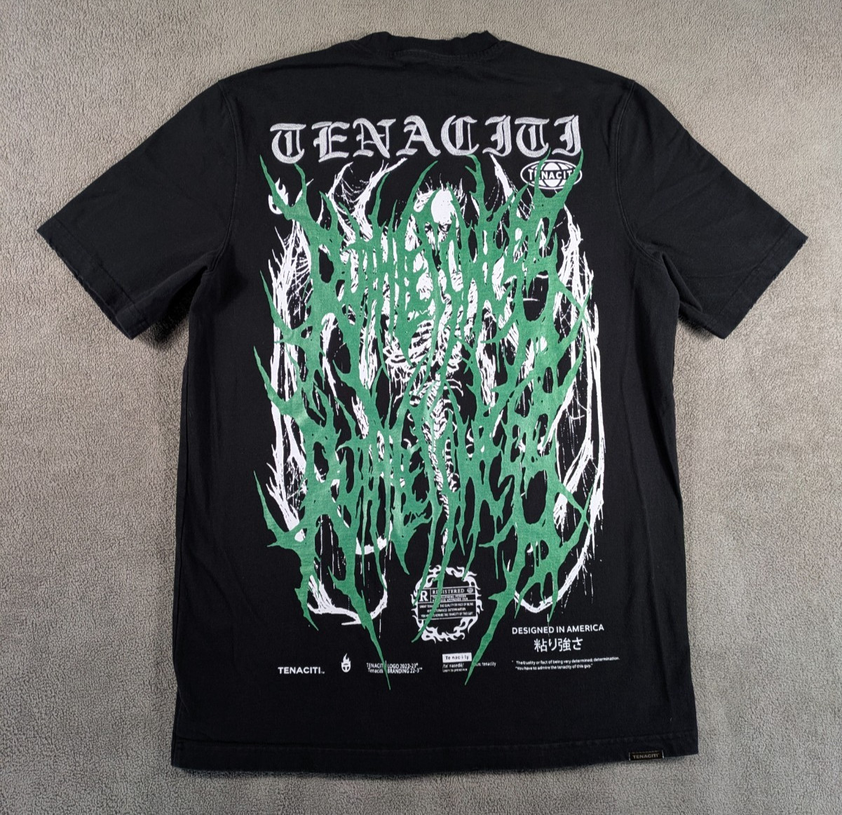 Tenaciti Studios T-Shirt Mens Large Black Ghost Graphic Distressed Streetwear