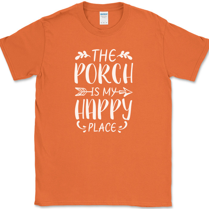 The Porch Is My Happy Place T-Shirt Funny Outdoor Swing Relax Gift Tee