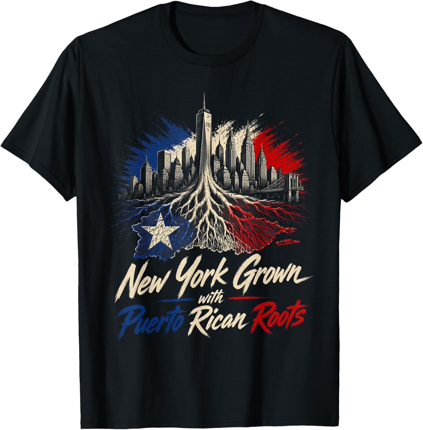 New York Grown with Puerto Rican Roots – Boricua Pride Art T-Shirt