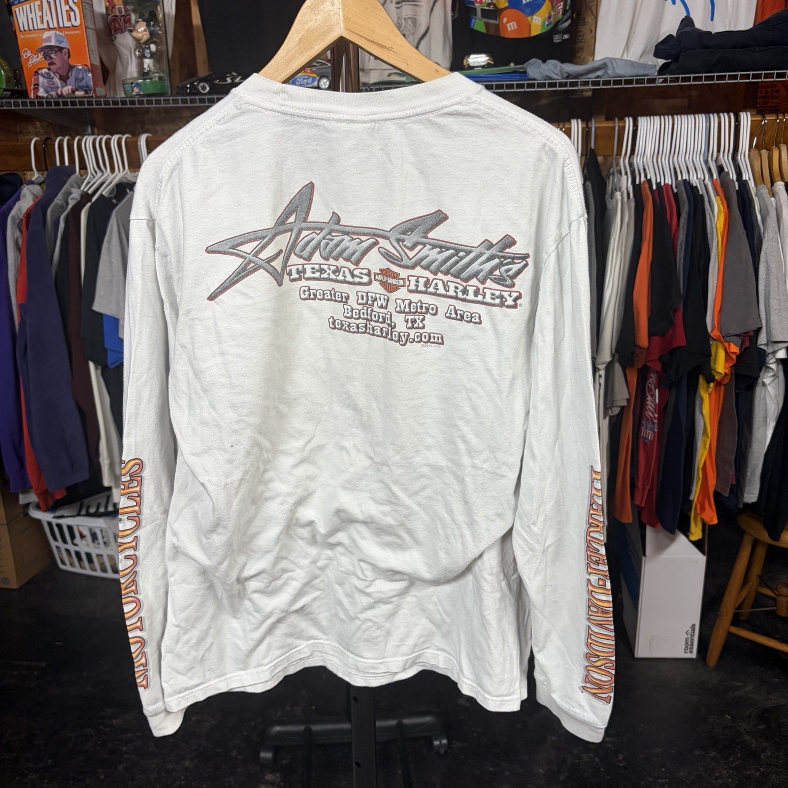 Vintage Harley Davidson Long Sleeve Shirt L With Side Hits Motorcycle