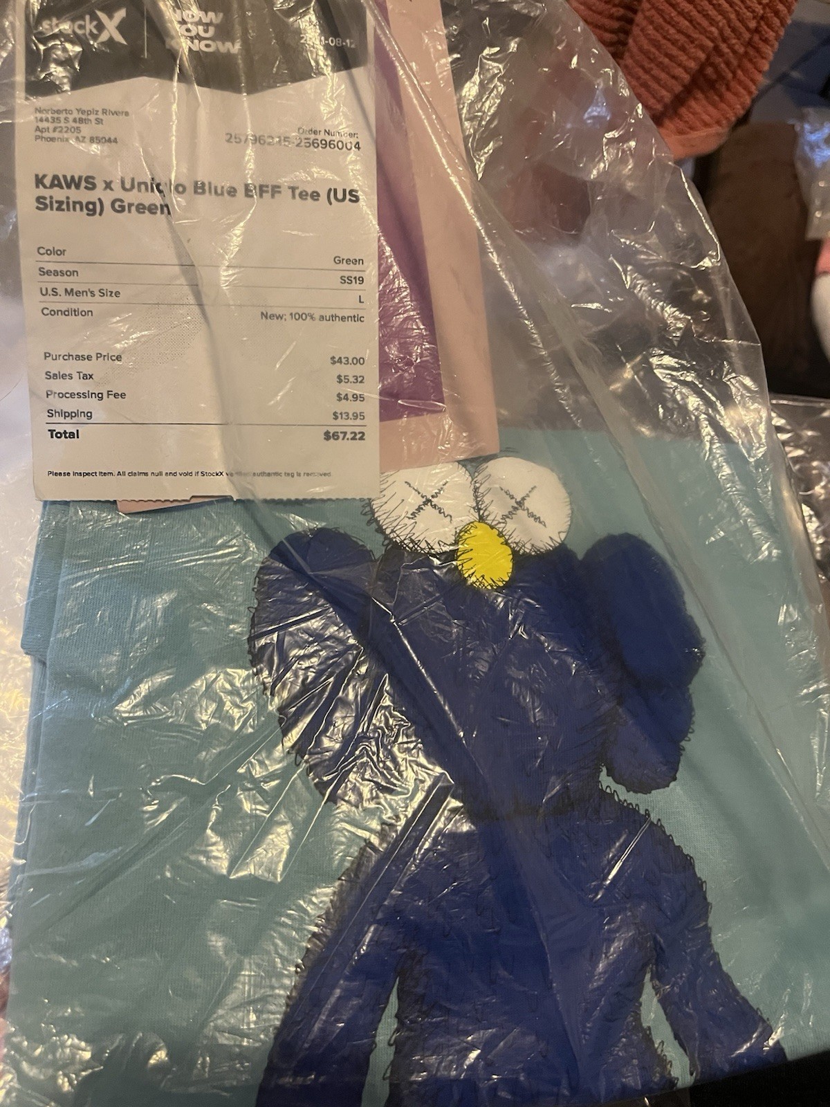 Uniqlo KAWS x Uniqlo Blue BFF Graphic Tee Green L Cotton Crew Neck