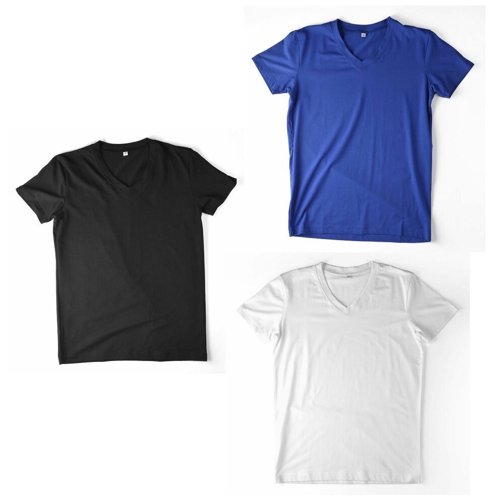 V Neck T Shirts Short Sleeve Blend Blank Tee Slim Fit Casual Solid Tee Top Soft
