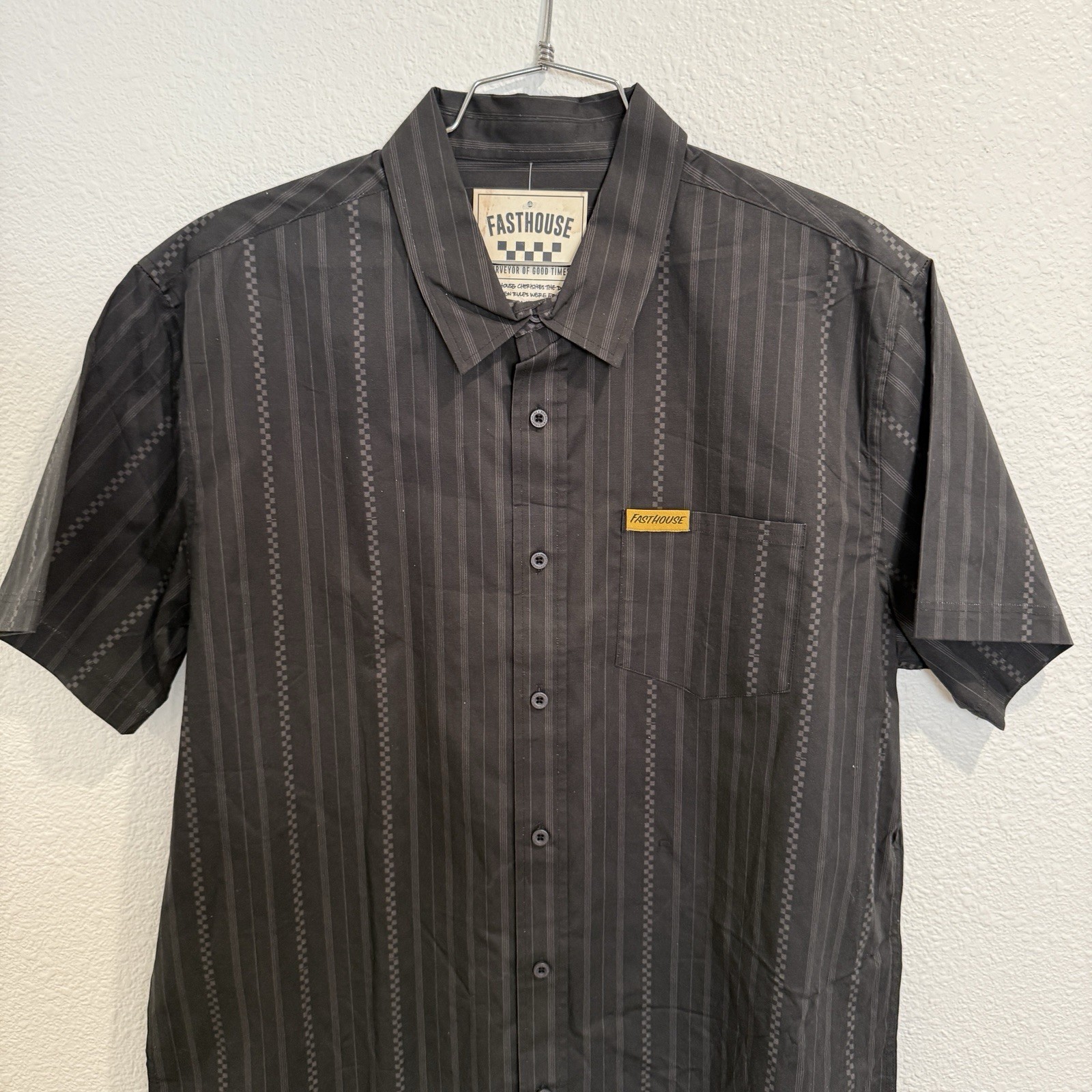 FASTHOUSE MENS LARGE SMS GALLERY SS BUTTON-UP SHIRT VINTAGE BLACK