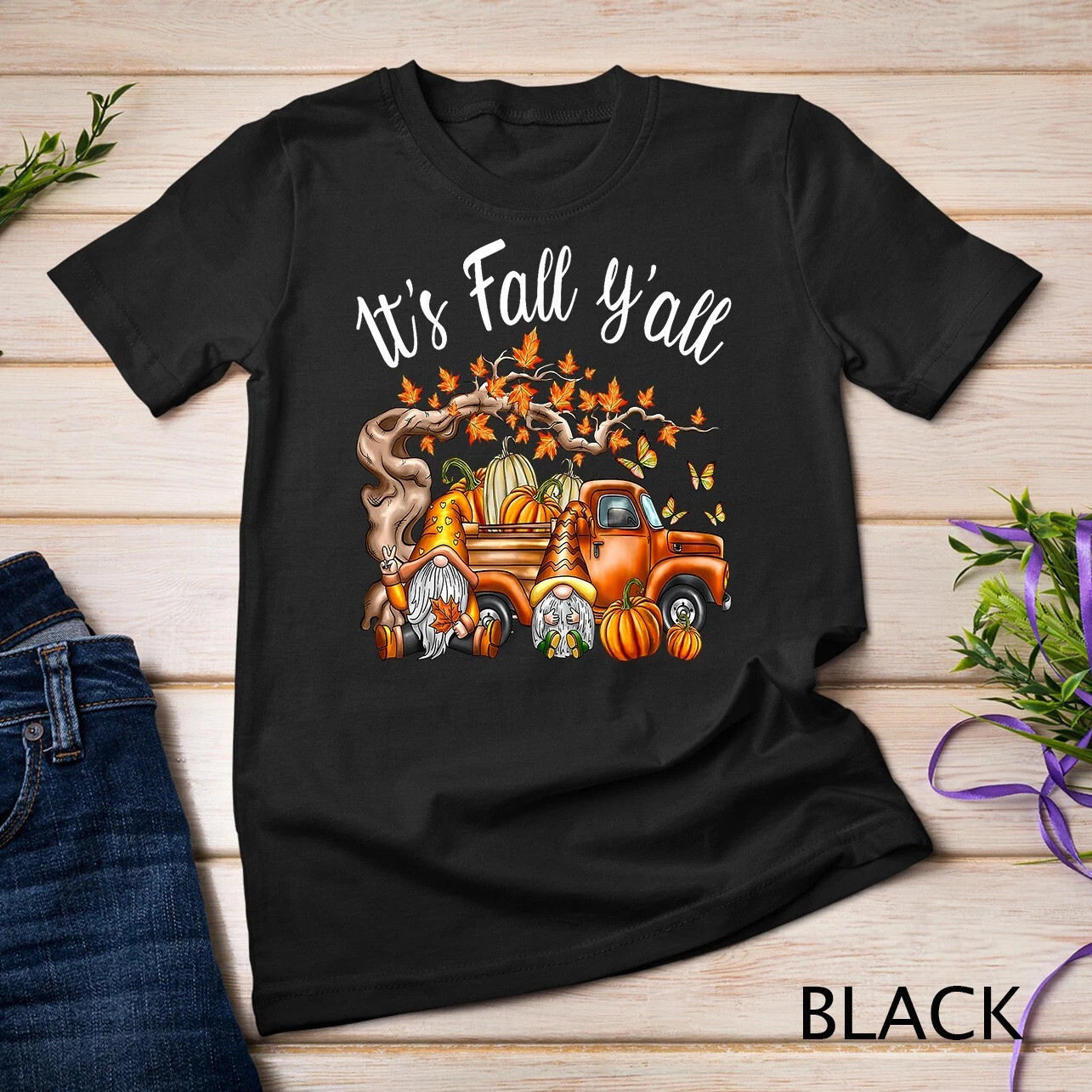 It’s Fall Y’all Gnome Pumpkin Autumn Leaves Thanksgiving Unisex T-shirt