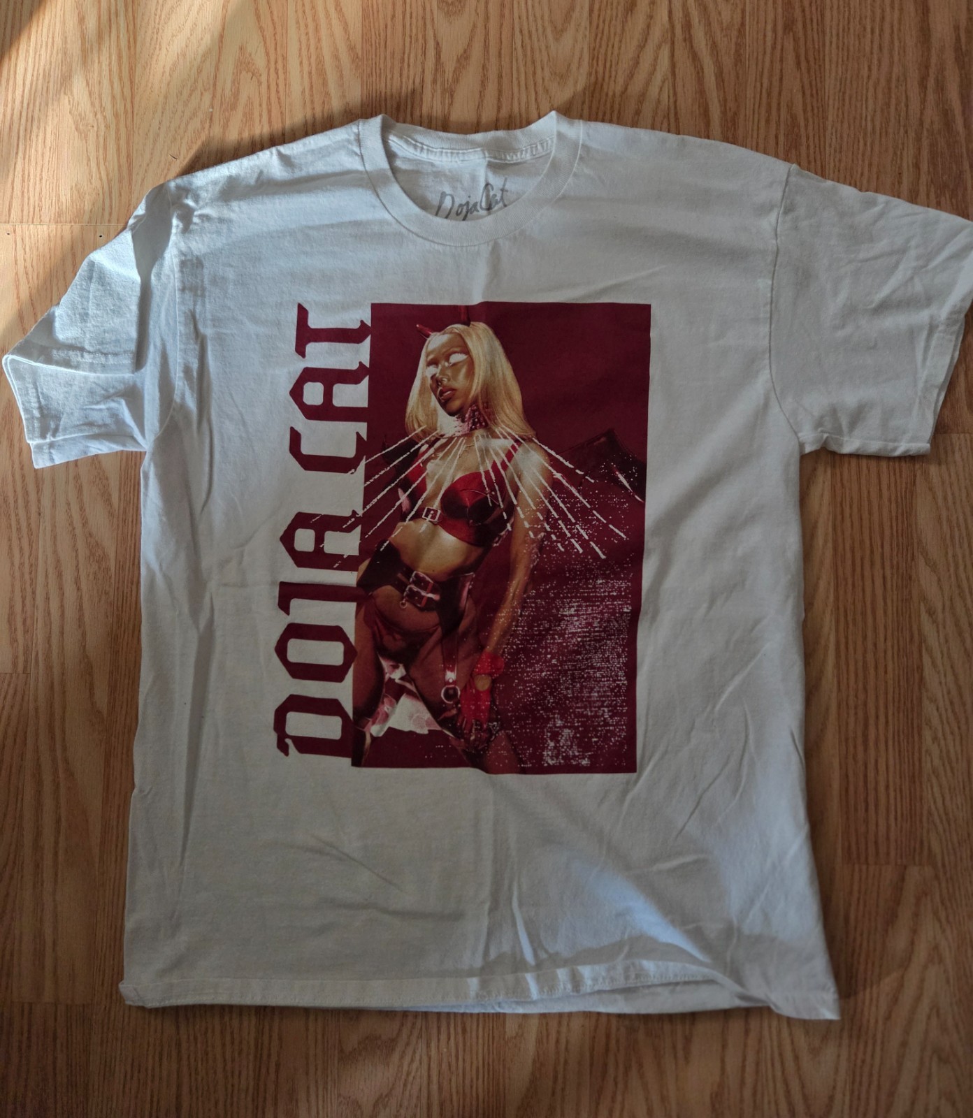 Doja Cat as red devil on white t-shirt size large