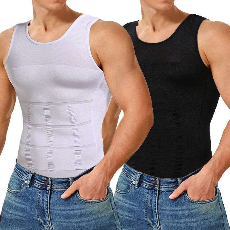 Men Slim Shirt Body Slimming Tummy Shaper Control Belly Underwear Vest Girdle US
