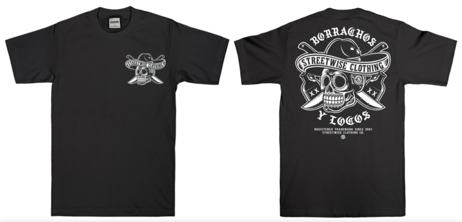 streetwise Los Borrachos Graphic T-Shirt Black & Gray M-5XL
