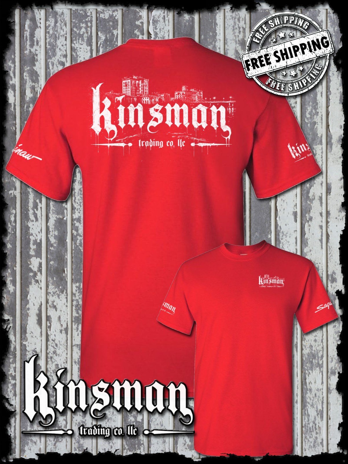 Kinsman Trading Co. LLC Saginaw City Logo 2-Sided T-Shirt Michigan