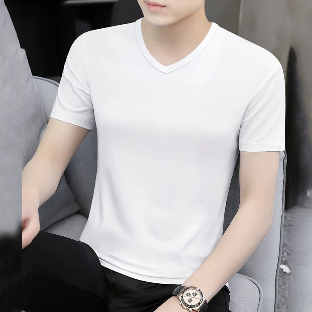 Fashionable Men’s V Neck Top with Elastic Fabric for Comfort and Style