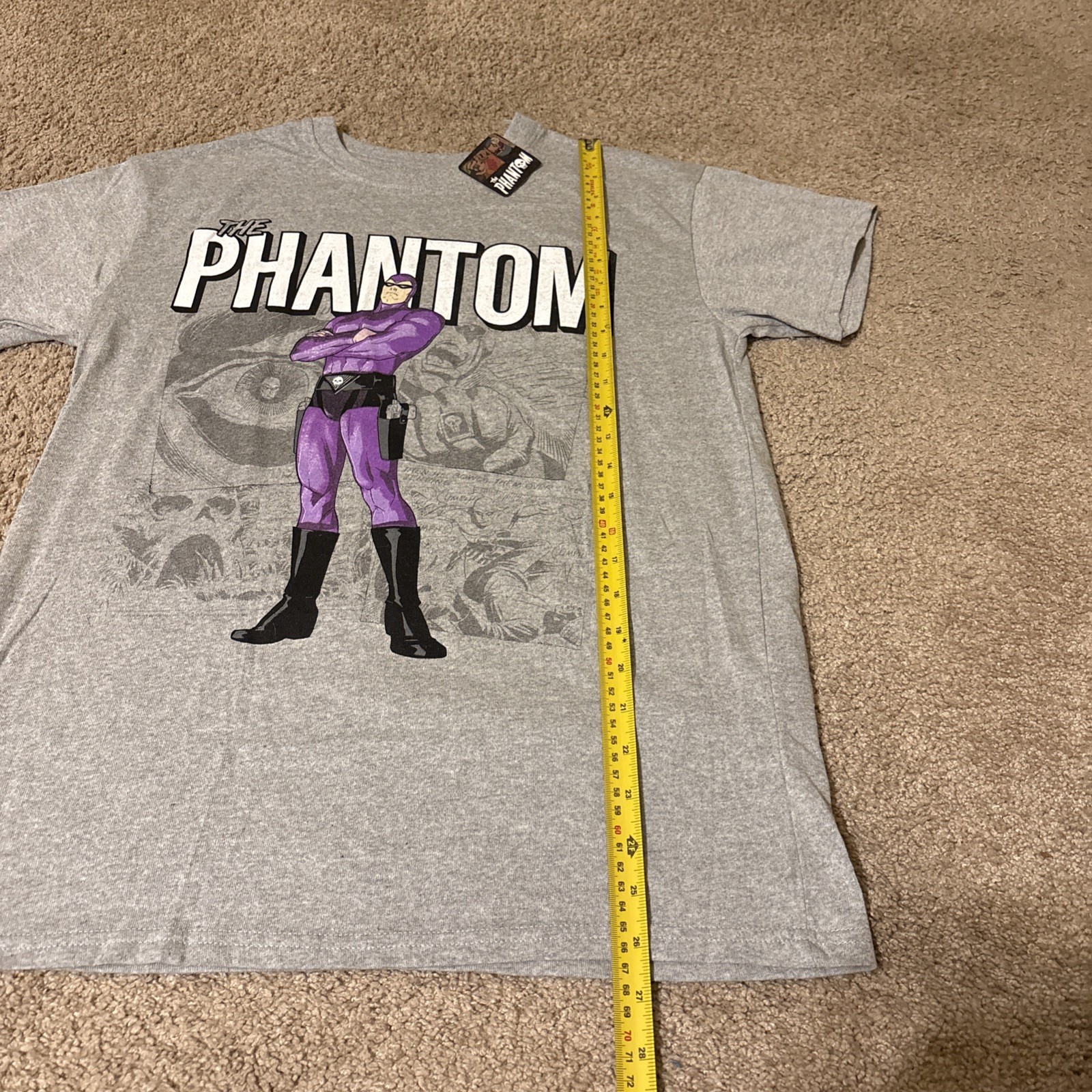 NWT The Phantom Comics Strip Shirt Gray Medium Brisco Brands Superhero Unisex