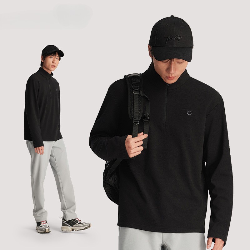 2026 Autumn Winter New Men’s Fitness Fleece Jacket Half High Neck Undershirt