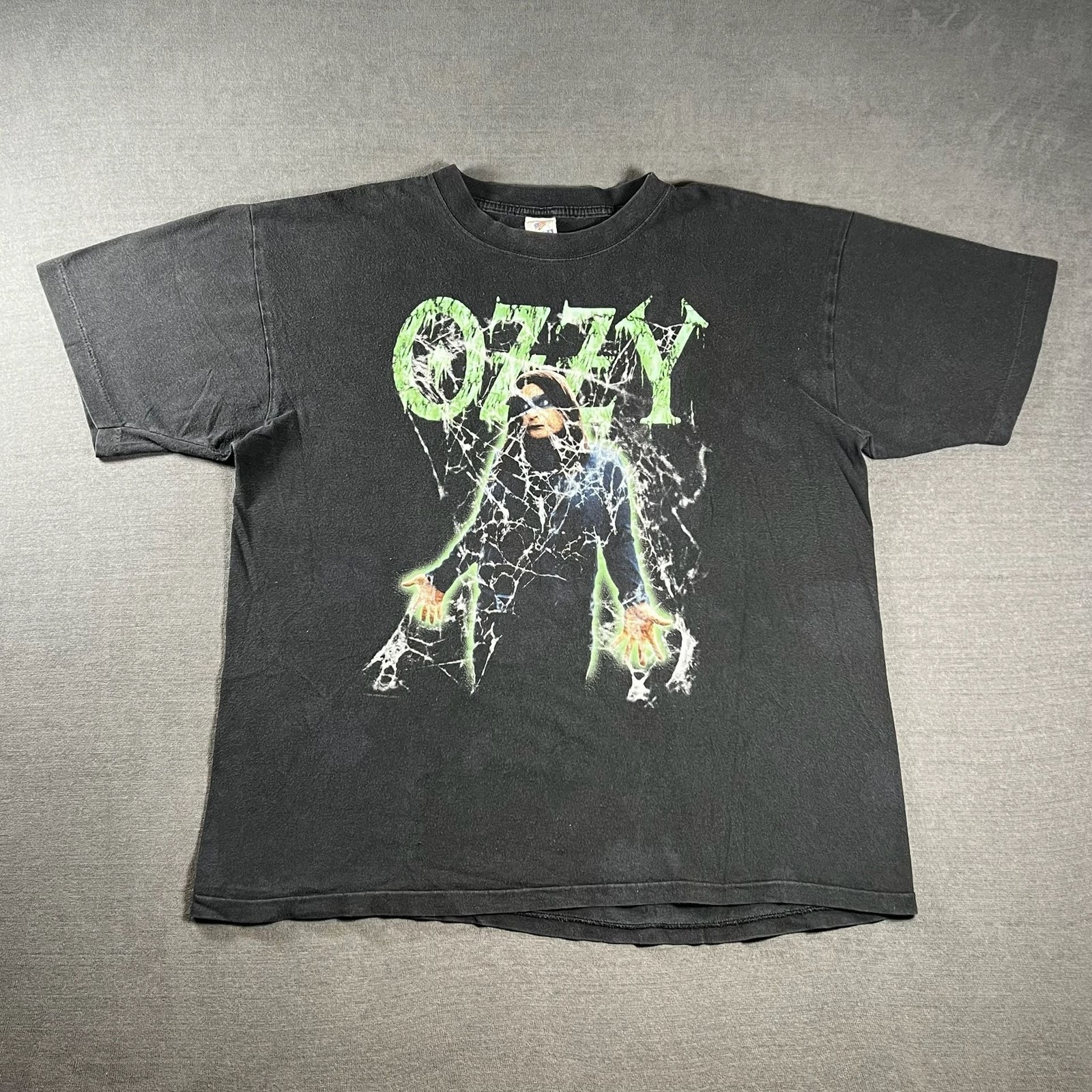 Vintage 1998 Ozzy Osbourne Glow in the Dark Spiderweb Faded Black T-Shirt