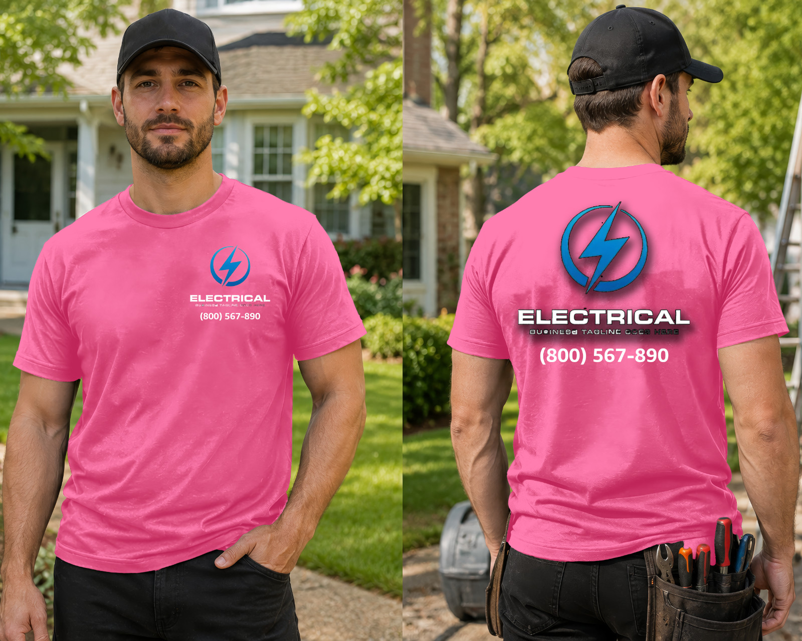 Mens Custom Electrician Work T Shirt Personalized Company Logo Trade Uniform Tee