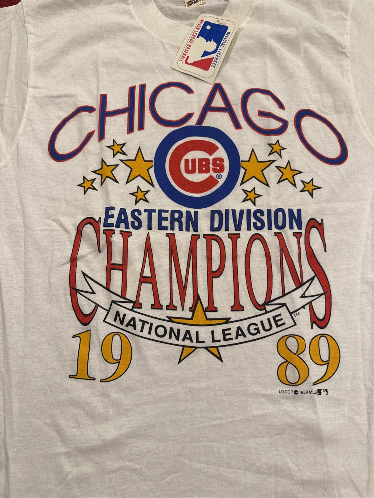 VTG 1989 Logo 7 Chicago Cubs Eastern Div Champs Single Stitch Tee L USA/with Tag