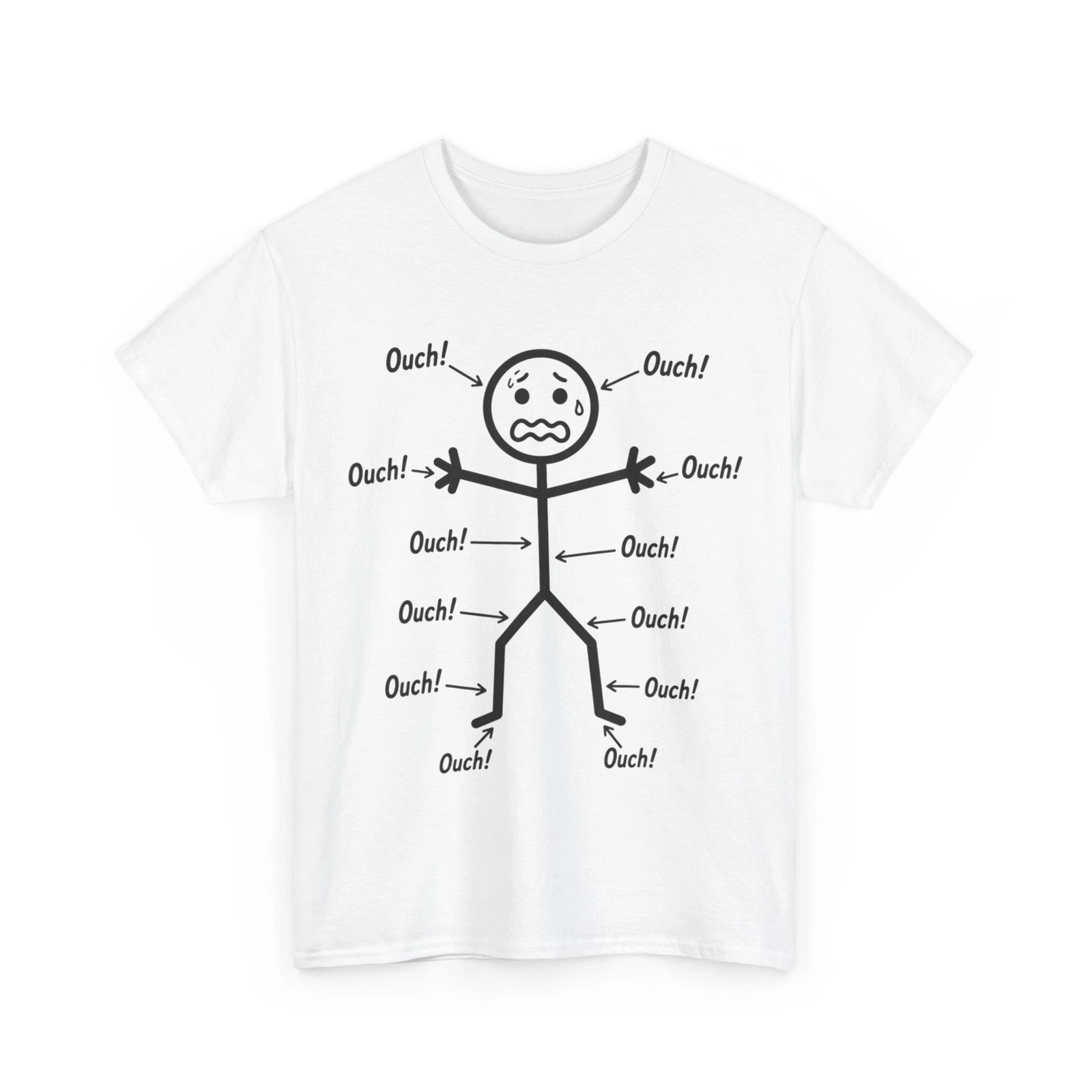 Ouch Ouch Ouch Funny Shirt, Full Body Pain Humor Comedy Stickman T-Shirt