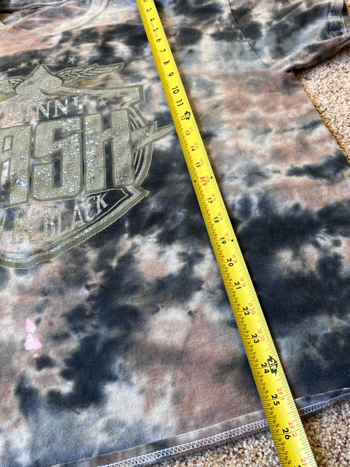 Johnny Cash T-Shirt Mens L-Xl 46 “Chest Brown Tie Dyed Graphic Western Music
