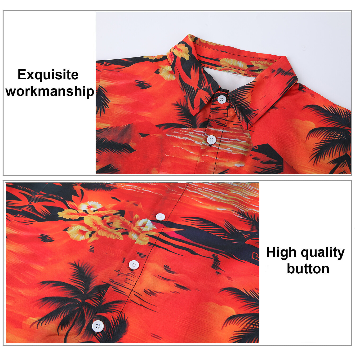 Men Hawaiian Shirts Floral Palm Tree Sunset Surf Beach Party Holiday Stag Dance