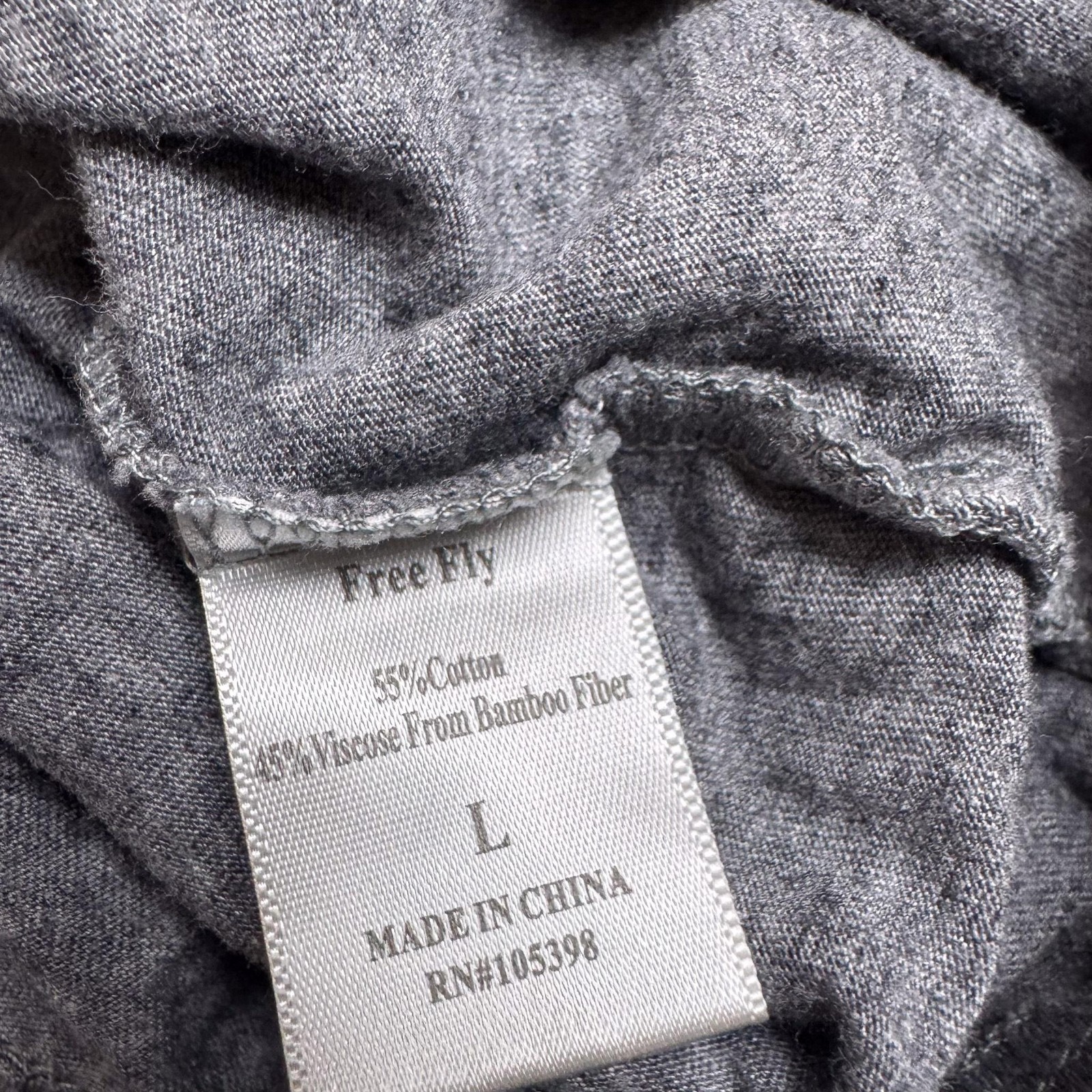 Free Fly Henley Shirt Mens Large Gray Long Sleeve Bamboo Cotton Blend Athletic