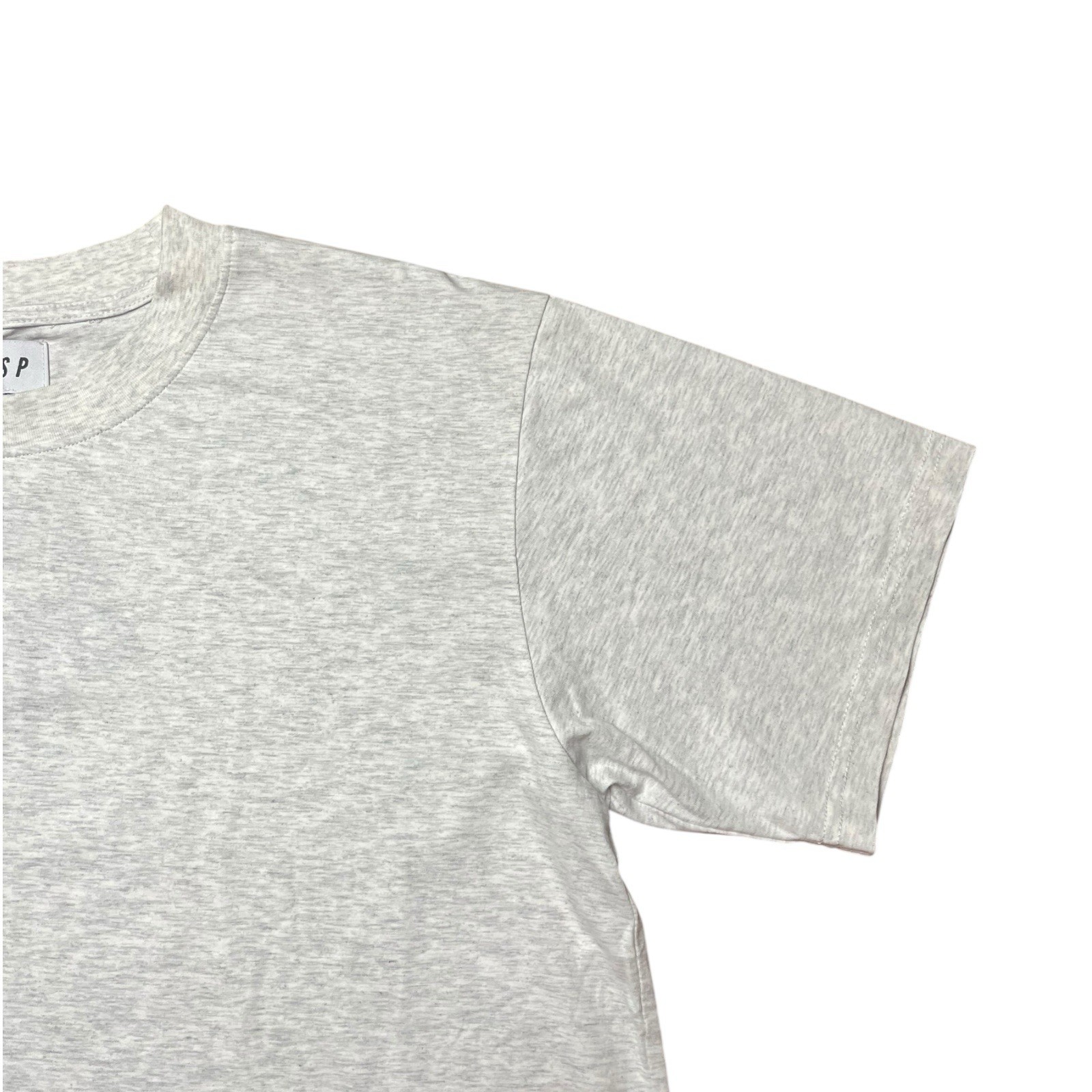Crisp Light Gray Woven Cotton Short Sleeve Boxy Crew Neck Tee TShirt Size Small
