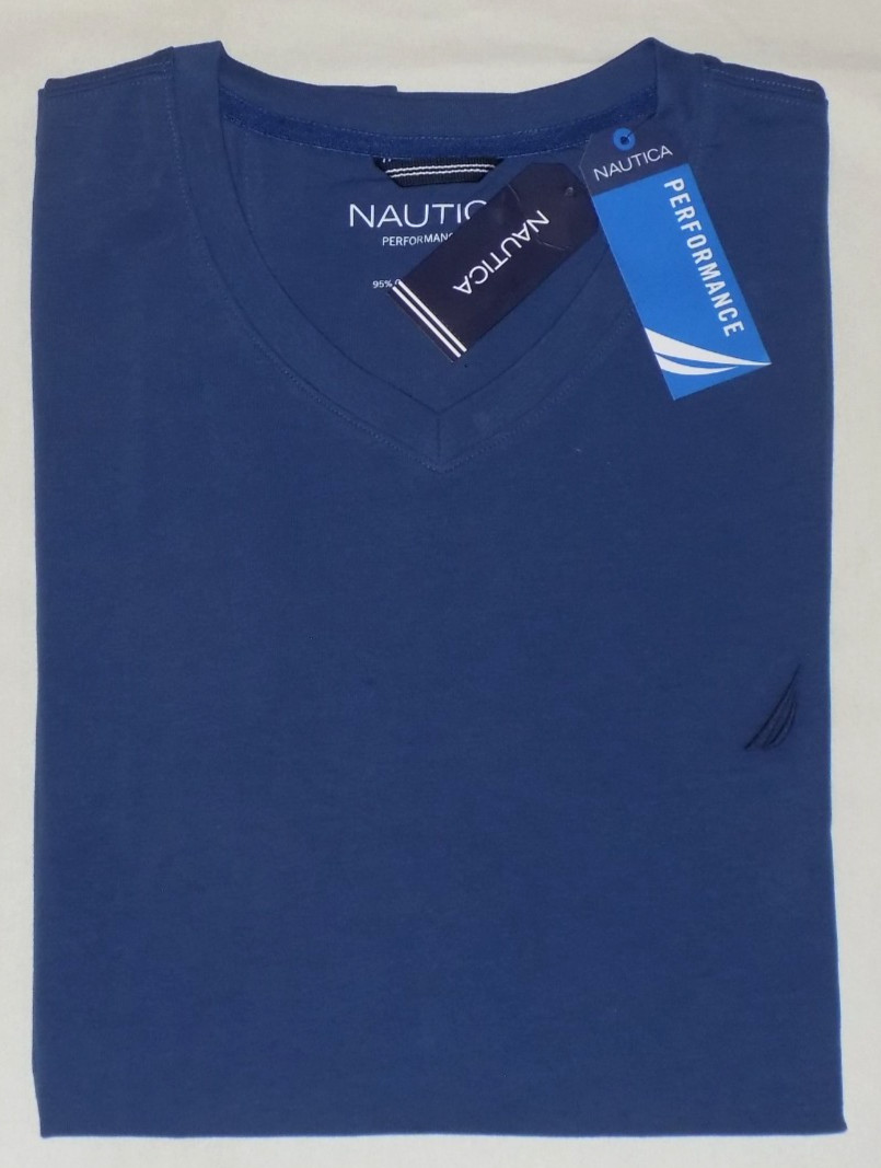 Nautica Men’s Active Stretch Performance V-Neck T-Shirts Undrcurent L New