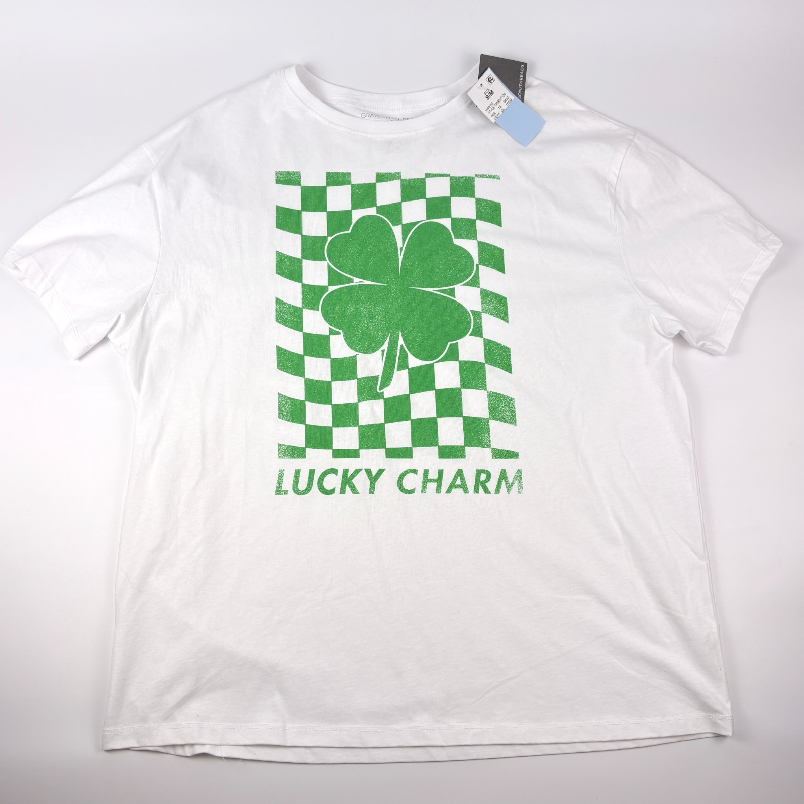 Grayson Threads Hello Gorgeous Lucky Charm T Shirt Mens Sz S/M Green White S/S